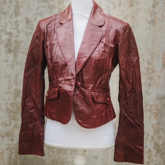 Nordstrom June Maroon Leather Jacket - Picture 1 of 5